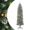 vidaXL Árvore Slim de Natal Artificial Verde e branco 210 cm