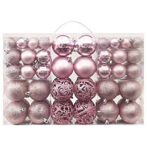 vidaXL Conjunto de bolas de natal 100 pcs rosa