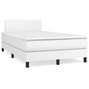 vidaXL Cama com molas/colch&atilde;o 120x200 cm couro artificial branco