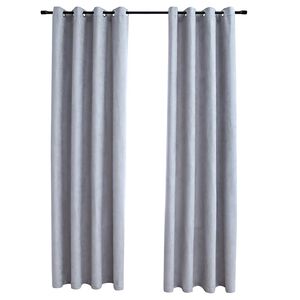 vidaXL Cortinas blackout c/ argolas em metal 2 pcs 140x175 cm cinzento