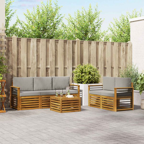 vidaXL Conjuntos de sof&aacute;s com almofada 6 pcs Cinza Natural e Claro