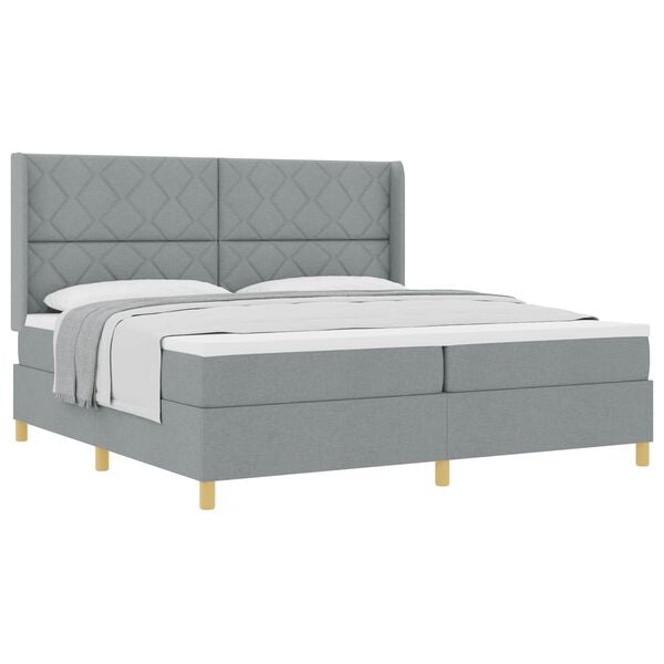 vidaXL Cama Box com colch&atilde;o Cinzento-claro 200 x 200 cm tecido