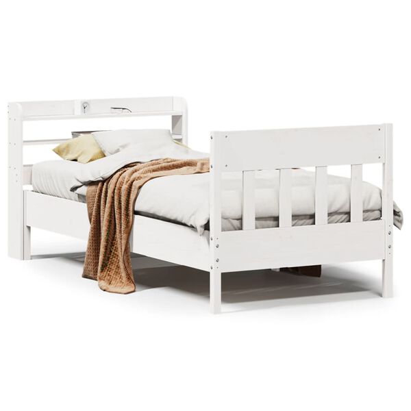 vidaXL Cama sem colch&atilde;o 100x200 cm madeira de pinho maci&ccedil;a branco
