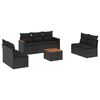 vidaXL 8 pcs conjunto sof&aacute;s de jardim com almofad&otilde;es vime PE preto