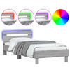vidaXL Estrutura de cama c/ cabeceira/luzes LED 100x200cm cinza sonoma