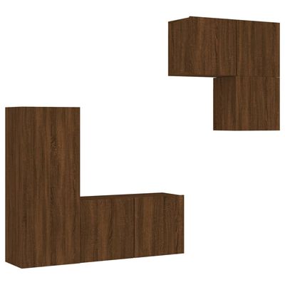 vidaXL 4pcs móveis de parede p/ TV derivados madeira carvalho castanho
