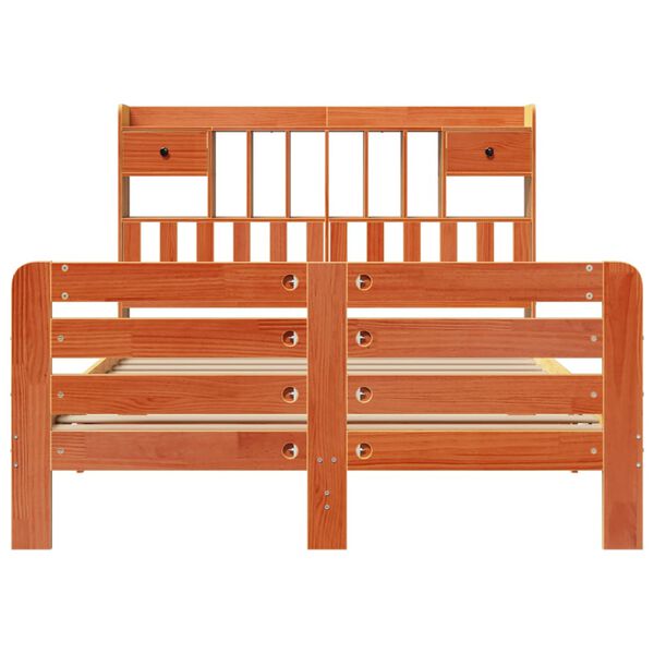 vidaXL Cama com estante sem colch&atilde;o 150x200 cm pinho maci&ccedil;o