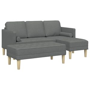 vidaXL Conjunto de Sof&aacute;s 2 unid. Cinza Escuro Poli&eacute;ster
