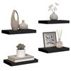 vidaXL Prateleiras de parede suspensas 4 pcs 40x23x3,8cm MDF preto