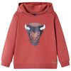 vidaXL Sweatshirt infantil com capuz vermelho-queimado 128
