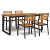 vidaXL Conj. jantar p/ jardim 5 pcs madeira de ac&aacute;cia maci&ccedil;a e metal