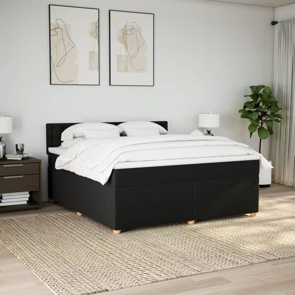 vidaXL Cama com molas/colch&atilde;o 180x200 cm tecido preto