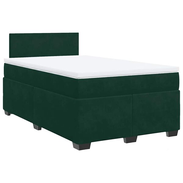 vidaXL Cama boxspring com colch&atilde;o 120x190 cm veludo verde-escuro