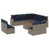 vidaXL Conjunto de sof&aacute; de jardim com 12 pe&ccedil;as e almofadas em rattan sint&eacute;tico cinza