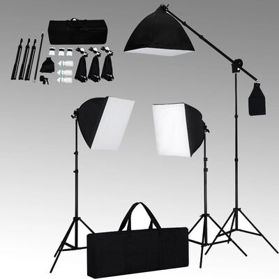 vidaXL Kit estúdio com softbox de iluminação e fundos