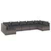 vidaXL 7 pcs conjunto lounge de jardim c/ almofad&otilde;es vime PE cinzento