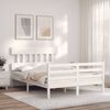 vidaXL Estrutura de cama com cabeceira 140x190cm madeira maciça branco