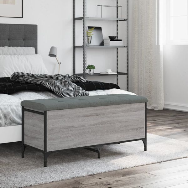 vidaXL Banco arruma&ccedil;&atilde;o 102x42x45 cm derivados madeira cinzento sonoma