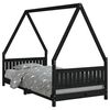 vidaXL Estrutura de cama infantil 90x190 cm pinho maci&ccedil;o preto