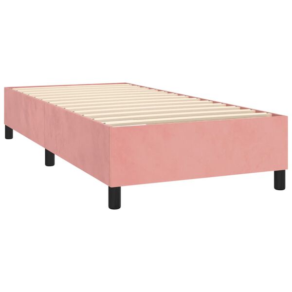 vidaXL Estrutura de cama com molas 90x200 cm veludo rosa