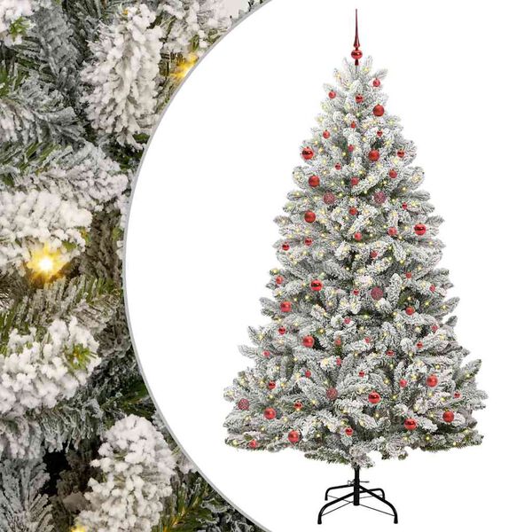 vidaXL &Aacute;rvore de Natal Artificial Verde e Branco 210 cm PVC e Metal