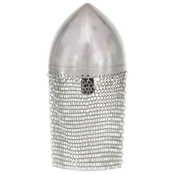 vidaXL Capacete de cavaleiro réplica LARP aço prateado