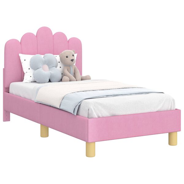 vidaXL Estrutura de Cama para Criança com Cabeceira Rosa 70 x 140 cm