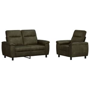 vidaXL Conjunto de Sof&aacute;s 2 pcs Verde Ex&eacute;rcito Couro Suede Sint&eacute;tico