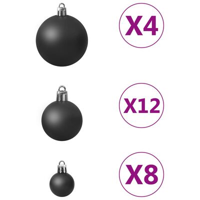 vidaXL Conjunto de bolas de natal 100 pcs preto