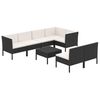 vidaXL 8 pcs conjunto lounge de jardim c/ almofad&otilde;es vime PE preto