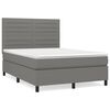 vidaXL Cama com molas/colch&atilde;o 140x190 cm tecido cinzento-escuro