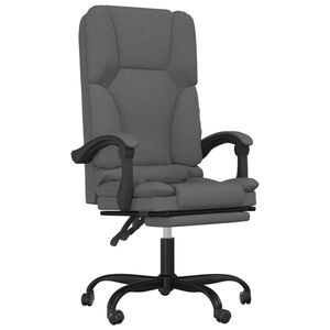 vidaXL Cadeira massagens escrit&oacute;rio reclin&aacute;vel tecido cinzento-escuro