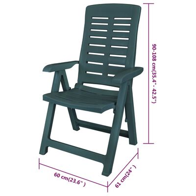vidaXL Cadeiras de jardim reclináveis 6 pcs plástico verde