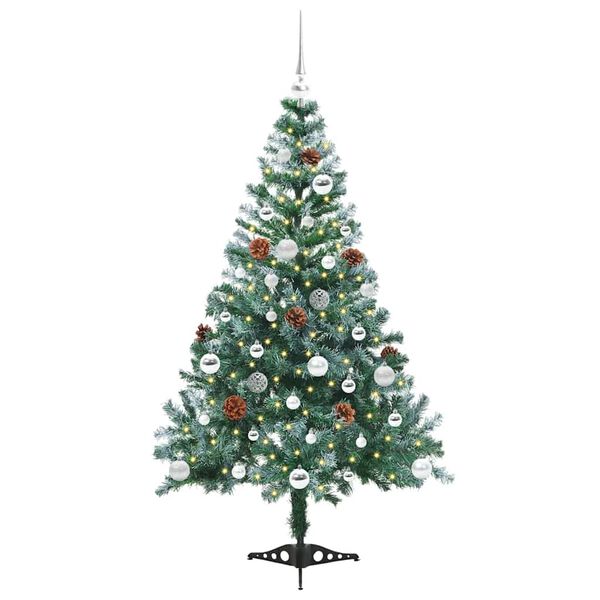 vidaXL &Aacute;rvore de Natal Artificial com 150 LEDs Verde 150 cm PVC e A&ccedil;o