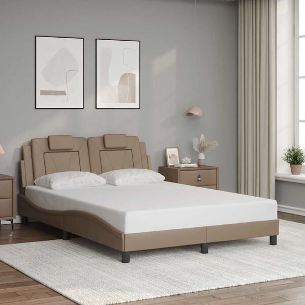 vidaXL Estrutura de cama Viana sem colch&atilde;o 120x200 cm couro artificial cappuccino