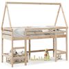 vidaXL Cama alta c/ escada e telhado 80x200 cm pinho maci&ccedil;o