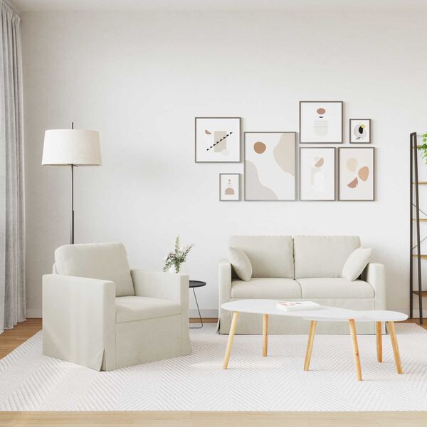 vidaXL Sof&aacute; 2 pcs Creme 138 x 78 x 80 cm Veludo