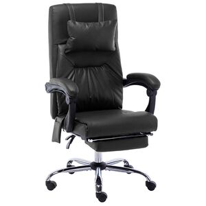vidaXL Cadeira de escrit&oacute;rio c/ fun&ccedil;&atilde;o massagem couro artificial preto