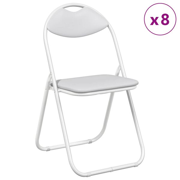 vidaXL Cadeira Dobr&aacute;vel 8 pcs Branco 48 x 43,5 x 81 cm Couro Sint&eacute;tico