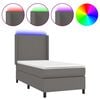 vidaXL Cama box spring c/ colch&atilde;o/LED 90x200 cm couro artificial cinza