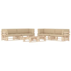 vidaXL 6 pcs conj. lounge paletes c/ almofad&otilde;es pinho impregnado