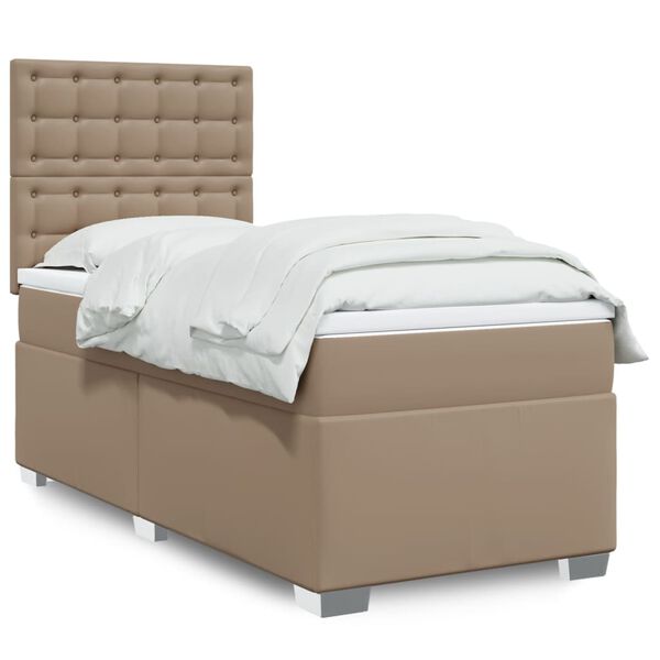 vidaXL Cama com molas/colch&atilde;o 80x200 cm couro artificial cappuccino