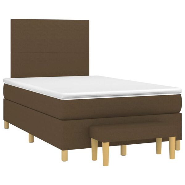vidaXL Cama boxspring com colch&atilde;o 120x190 cm tecido castanho-escuro