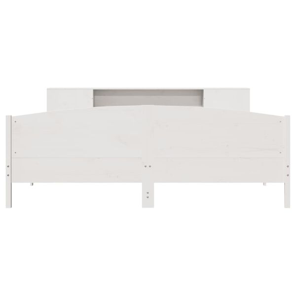 vidaXL Cama com estante sem colch&atilde;o 180x200 cm pinho maci&ccedil;o branco