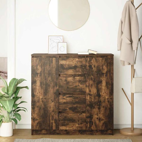 vidaXL Aparador com gavetas derivados de madeira carvalho fumado