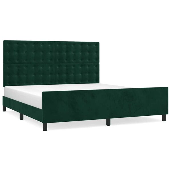 vidaXL Estrutura de cama sem colch&atilde;o 160x200 cm veludo verde-escuro