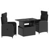 vidaXL Conjunto de Jantar para Exterior 3 unid. Preto vime PE
