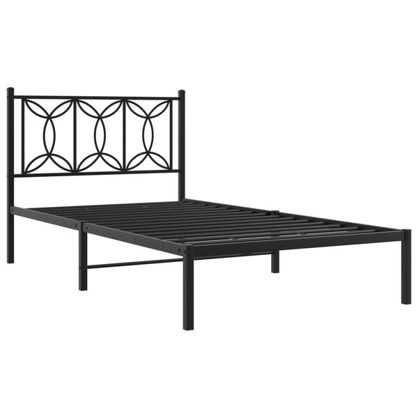 vidaXL Estrutura de cama com cabeceira 100x190 cm metal preto