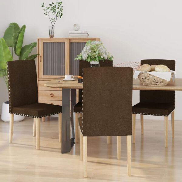 vidaXL Cadeiras de jantar 4 pcs tecido castanho