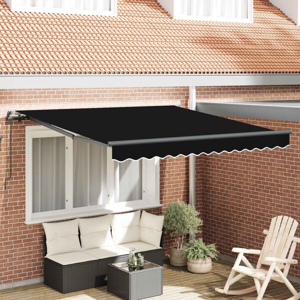 vidaXL Toldo Retr&aacute;til Manual Preto 300 x 250 cm Poli&eacute;ster e A&ccedil;o